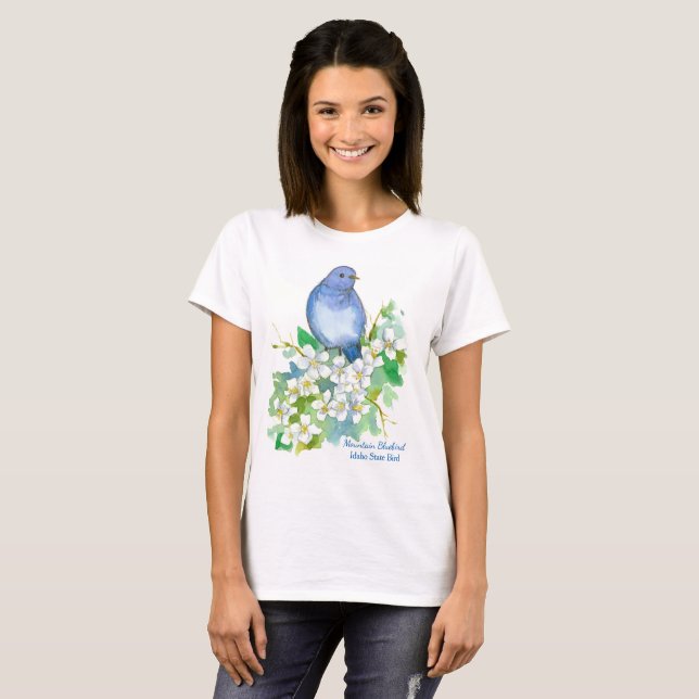Mountain Bluebird Idaho State Bird T-Shirt (Front Full)