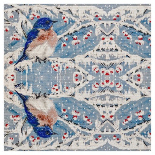 Mountain Bluebird in Holly Berry Fabric