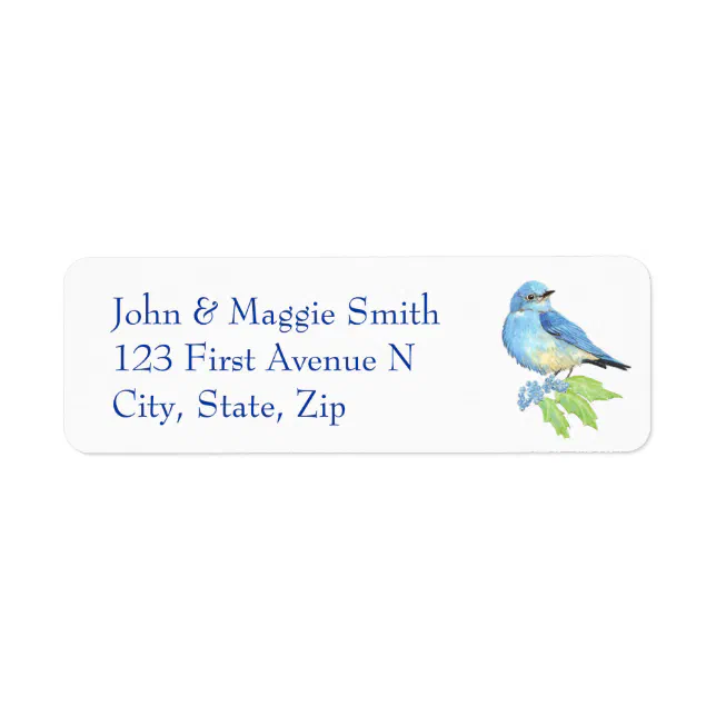 Blue Bird Label Mountain Bluebird Name Label | Zazzle