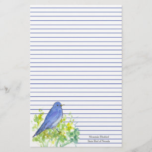 Mountain Bluebird State Bird of Nevada Blue Lined Stationery