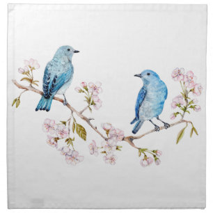 Mountain Bluebirds on Sakura Branch Napkin