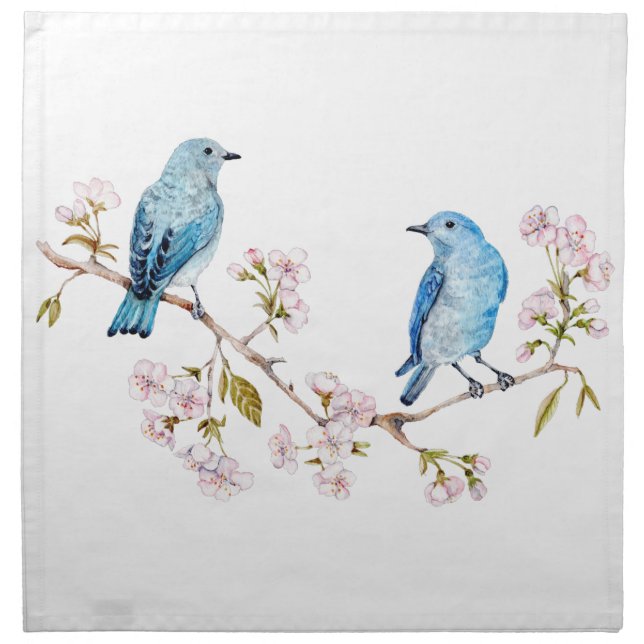 Mountain Bluebirds on Sakura Branch Napkin (Front)