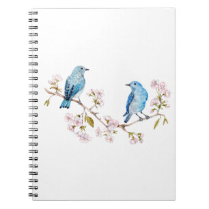 Mountain Bluebirds on Sakura Branch Notebook