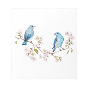 Mountain Bluebirds on Sakura Branch Notepad