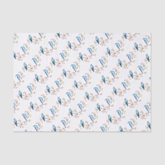 Mountain Bluebirds on Sakura Branch Tissue Paper (Front)