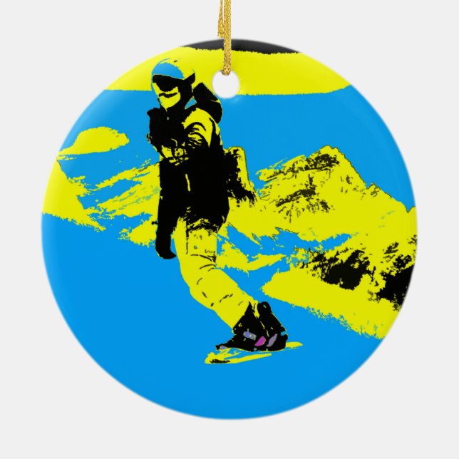 Mountain Boarding - Snowboarder Ceramic Ornament (Back)