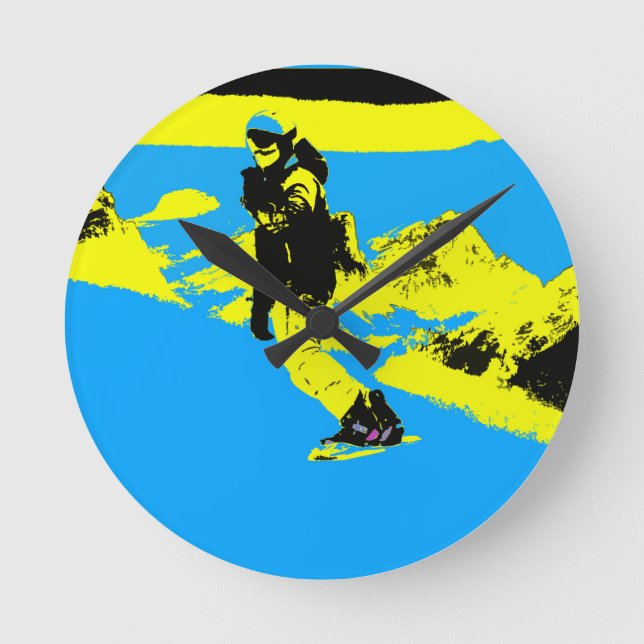 Mountain Boarding - Snowboarder   Round Clock (Front)