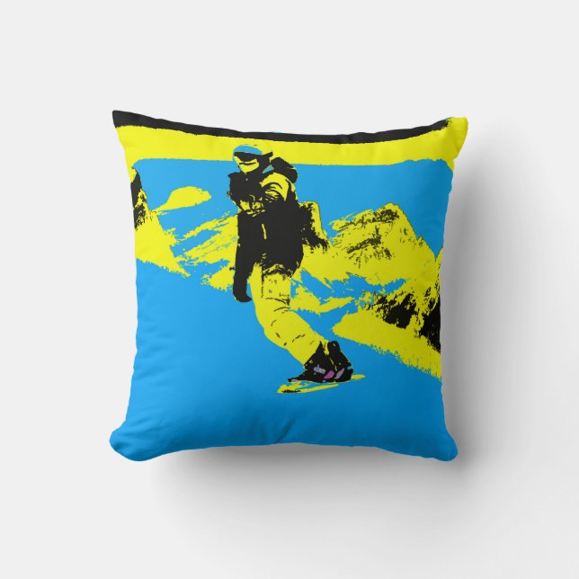 Mountain Boarding - Snowboarder  Throw Pillow (Front)