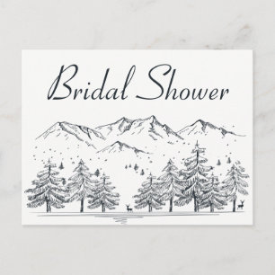 Mountain Bridal Shower Nature Trees Country Rustic Invitation Postcard