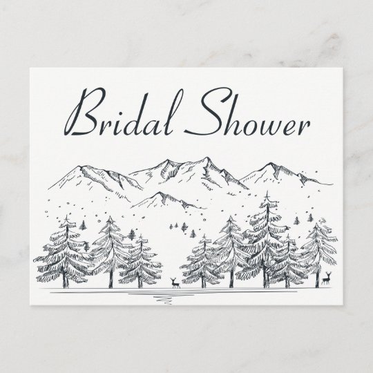 Mountain Bridal Shower Nature Trees Country Rustic Invitation Postcard