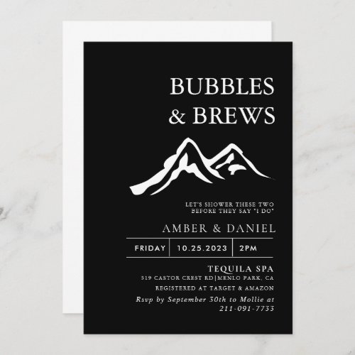 Mountain Bubbles  Brews Bridal shower   Invitation