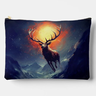 Mountain Buck Running From Blazing Fire Accessory Pouch