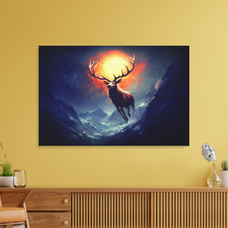 Mountain Buck Running From Blazing Fire Canvas Print