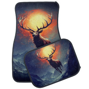 Mountain Buck Running From Blazing Fire Car Floor Mat