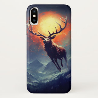 Mountain Buck Running From Blazing Fire iPhone X Case