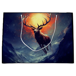 Mountain Buck Running From Blazing Fire   Large Gift Bag