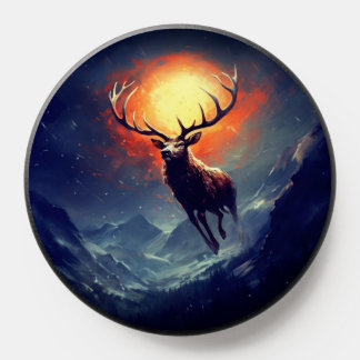 Mountain Buck Running From Blazing Fire PopSocket
