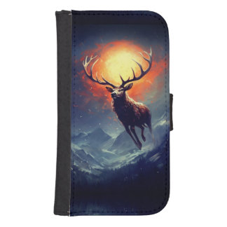 Mountain Buck Running From Blazing Fire   Galaxy S4 Wallet Case