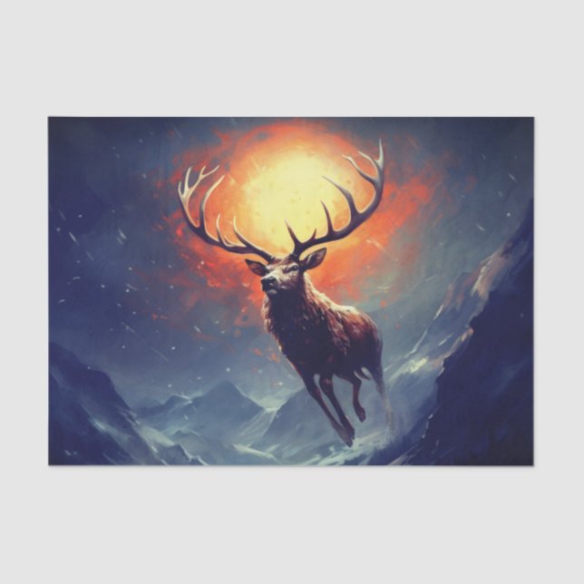 Mountain Buck Running From Blazing Fire   Tissue Paper (Front)