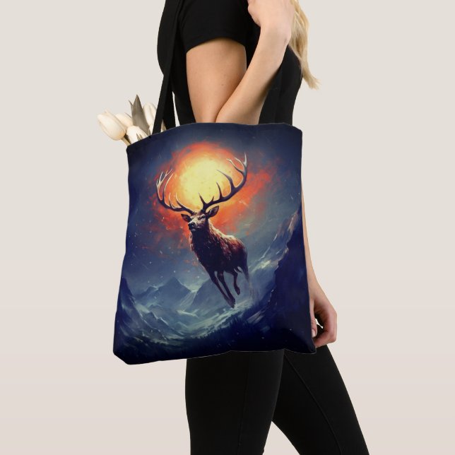 Mountain Buck Running From Blazing Fire   Tote Bag (Close Up)