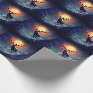Mountain Buck Running From Blazing Fire   Wrapping Paper