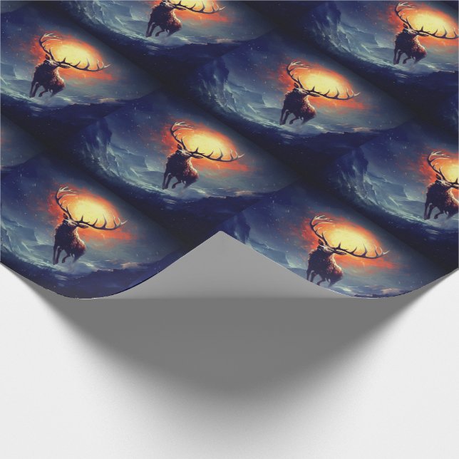 Mountain Buck Running From Blazing Fire   Wrapping Paper (Corner)