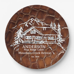 Mountain Cabin Faux Crocodile Leather Doormat Paper Plates