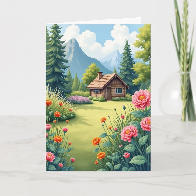 Mountain Cabin Mothers Day Card (Front)