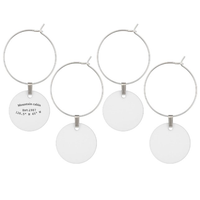 Mountain cabin s. Date year custom coordinates add Wine Charm (Staggered)