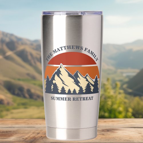 Mountain Cabin Sunset Personalized Vacation Insulated Tumbler