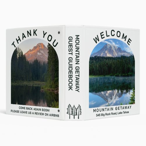 Mountain Cabin VACATION RENTAL GUEST BOOK CUSTOM 3 Ring Binder