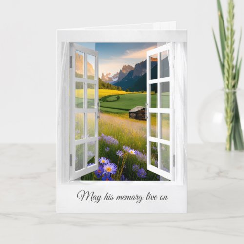 Mountain Cabin With Wildflowers Sympathy Card