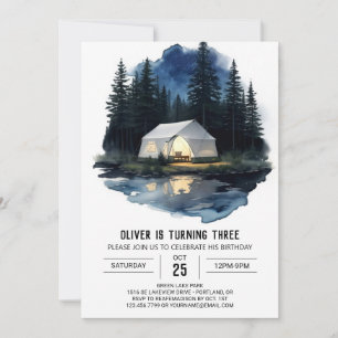 Mountain Campfire Camper Birthday Invitation