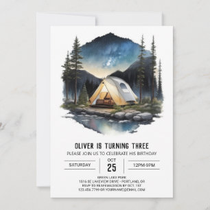 Mountain Campfire Explorer Birthday Invitation
