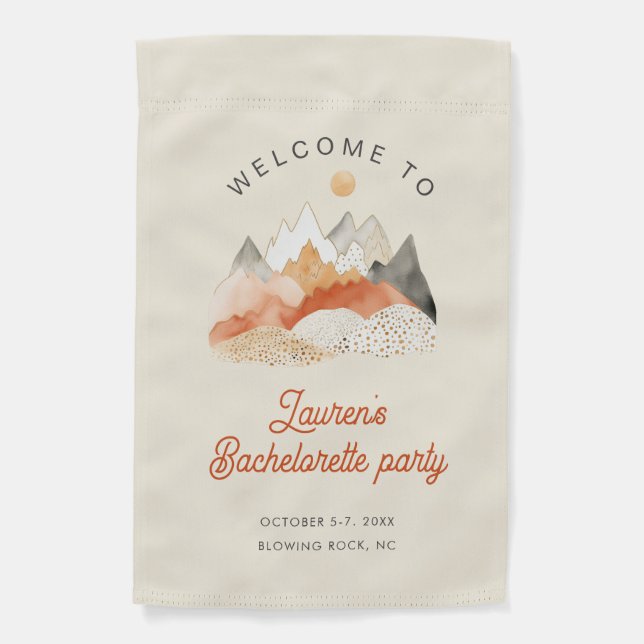 Mountain Camping Bachelorette Party  Garden Flag (Front)
