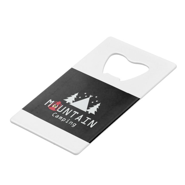 mountain camping credit card bottle opener (Front Angled)