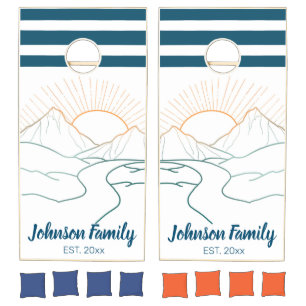 Mountain Camping Family Name Cornhole Set