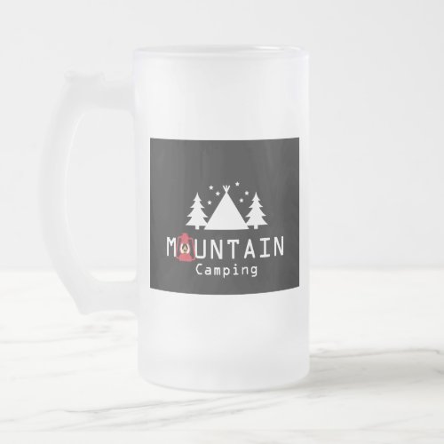 mountain camping frosted glass beer mug