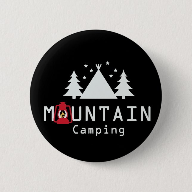 mountain camping pinback button (Front)