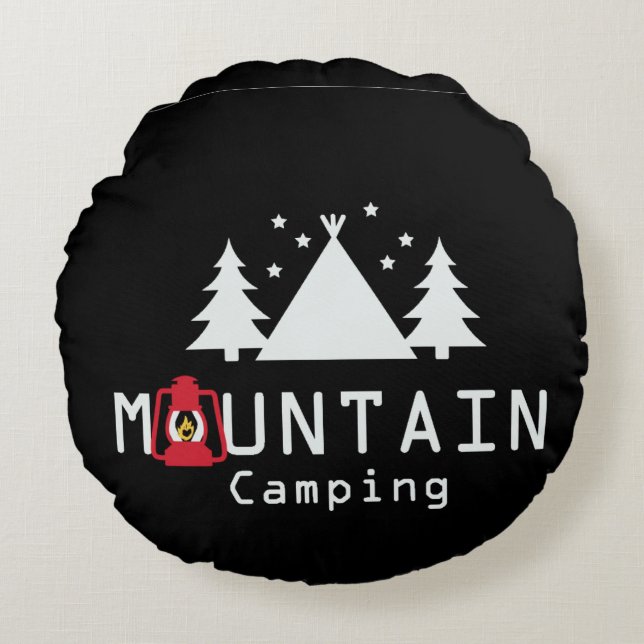 mountain camping round pillow (Front)