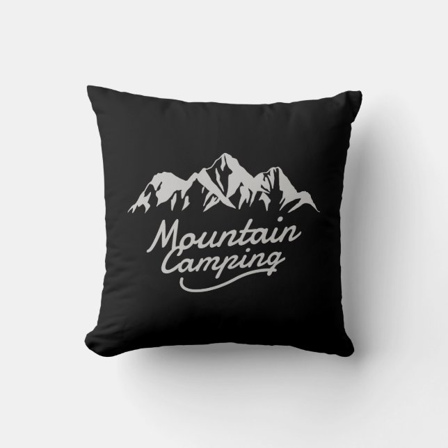 Mountain Camping Throw Pillow (Front)
