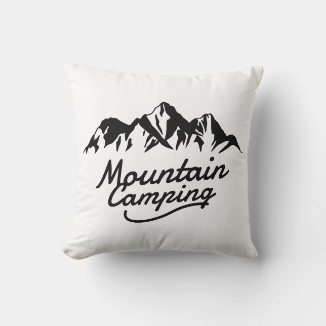 Mountain Camping Throw Pillow (Front)