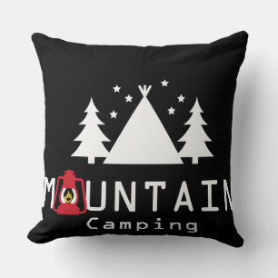 mountain camping throw pillow