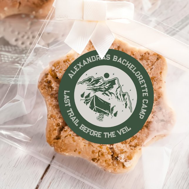 Mountain Camping Weekend Bachelorette Classic Classic Round Sticker (Creator Uploaded)