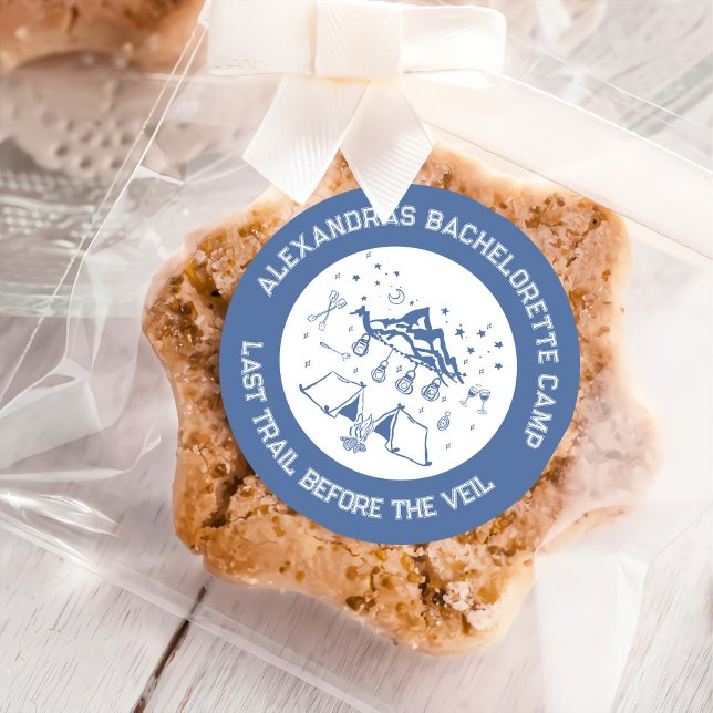 Mountain Camping Weekend Bachelorette Classic Round Sticker (Creator Uploaded)