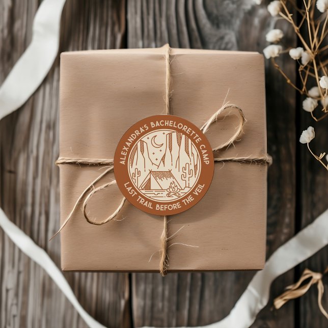 Mountain Camping Weekend Bachelorette  Classic Round Sticker (Mountain Camping Weekend Bachelorette Classic Round Sticker)