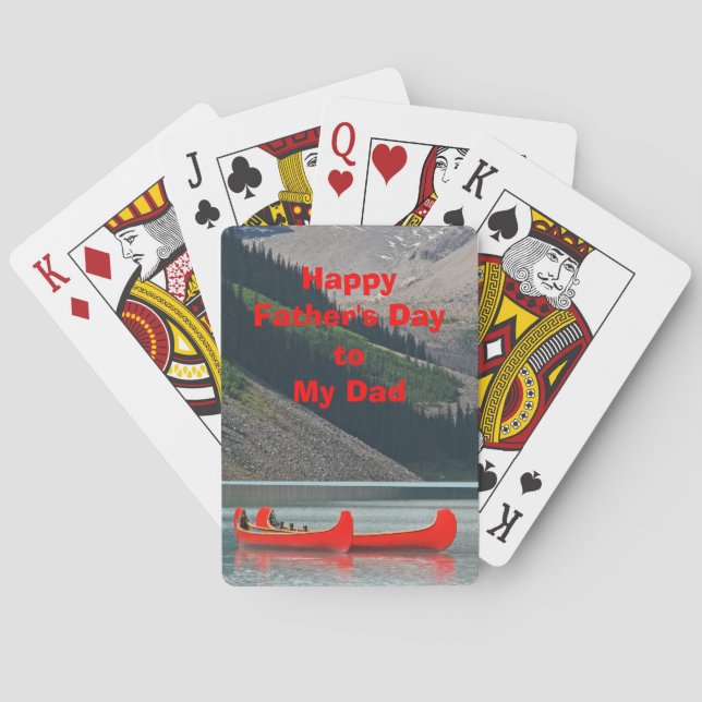 Mountain Canoes Father's Day Dad or Grandpa Playin Poker Cards (Back)