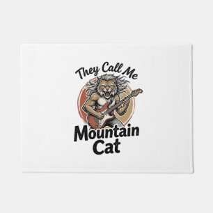 Mountain Cat Vintage Engraving Rock Graphic Tee_1 Doormat
