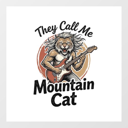 Mountain Cat Vintage Engraving Rock Graphic Tee_1 Floor Decals
