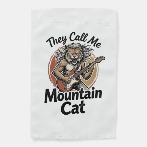 Mountain Cat Vintage Engraving Rock Graphic Tee_1 Garden Flag